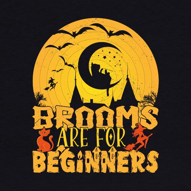 Brooms are for Beginners Funny  Halloween Cat Driving a Moon Instead of Brooms. by Best1ne